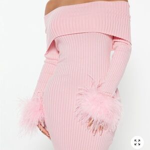 Fashion Nova Pink Off-Shoulder Dress